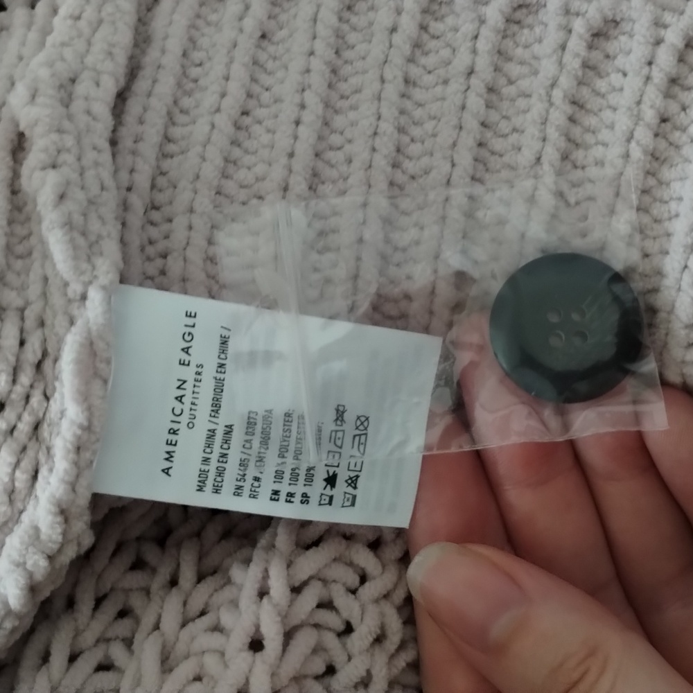 Ae Chenille Argyle Hooded Button Down Cardigan - image 6